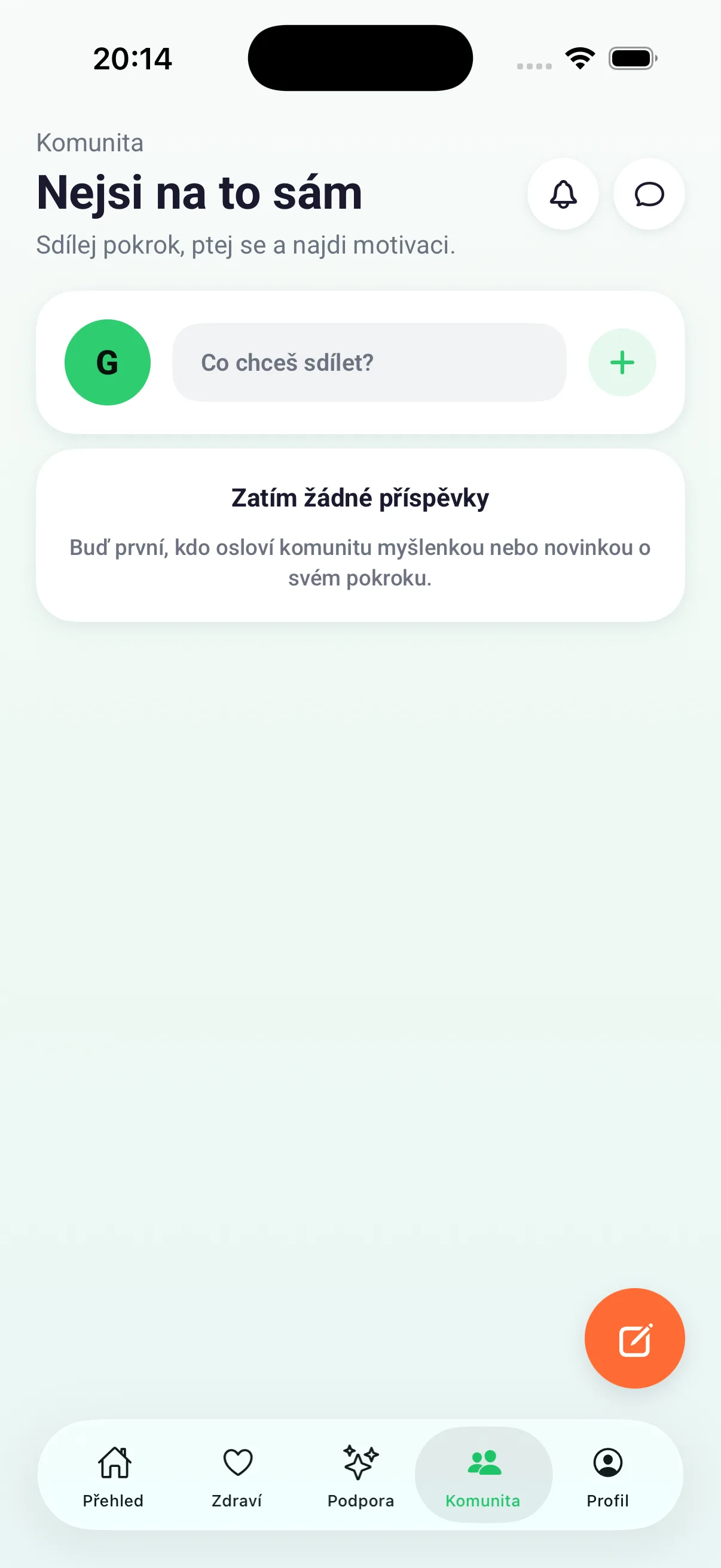 Komunitní nástěnka s příspěvky